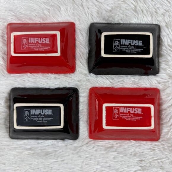 NWOT 12pc INFUSE Essence of Asia Red Black White Plate and Bowl Set - Picture 6 of 13